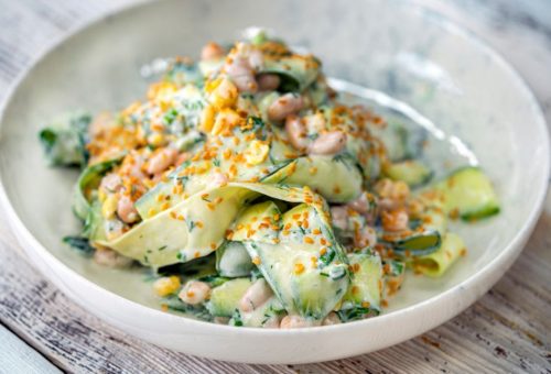 Yoğurt Soslu Çiğ Kabak Salatası Diyet Tarifi